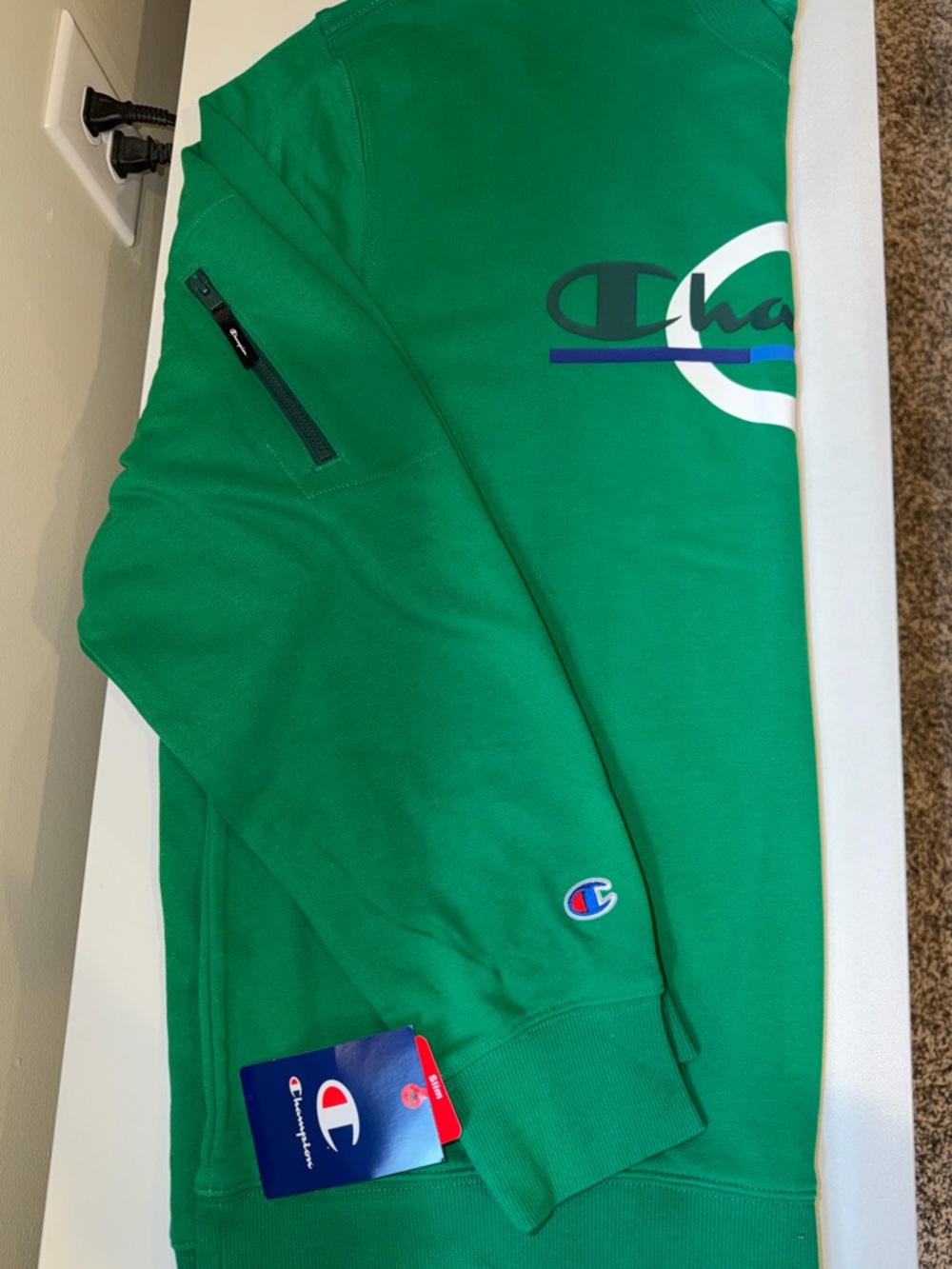 Champion Green Crew Sweatshirt with Script Logo